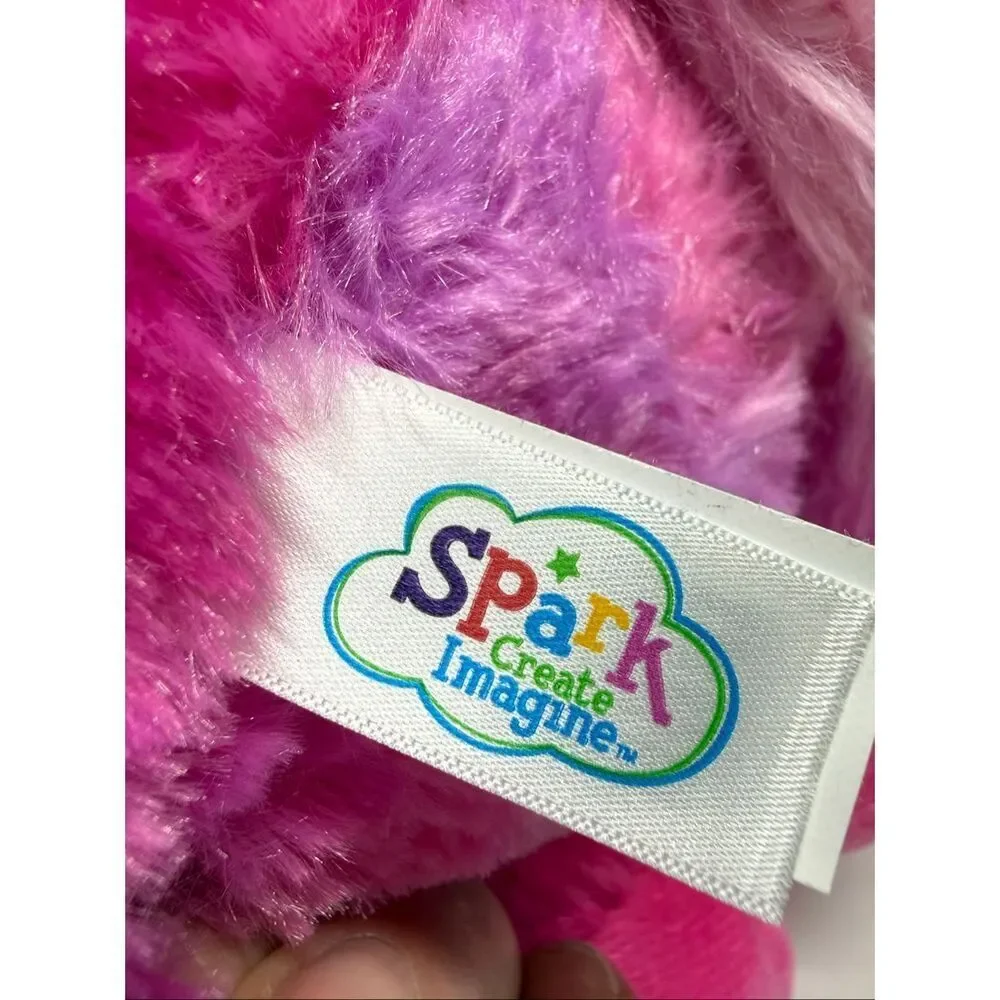 Spark Create Imagine Pink Unicorn Glitter Eyes Rainbow Stuffed Animal Plush 9”